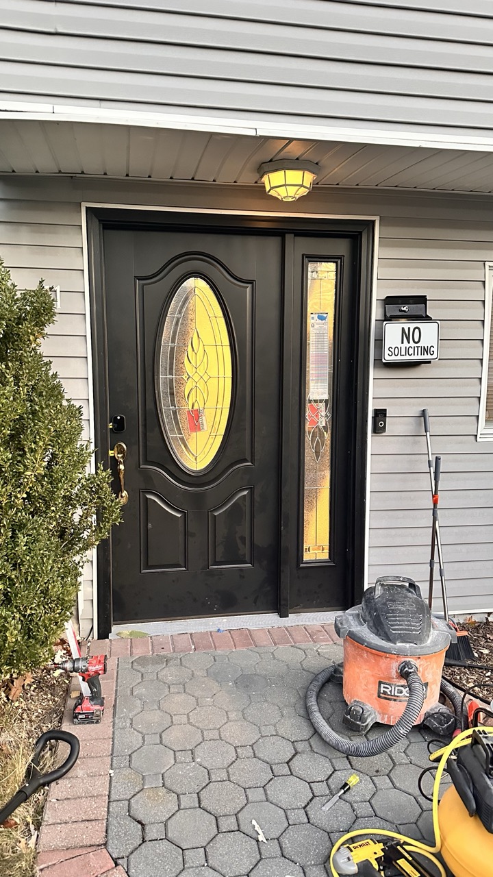 Front Door Replacement in Livingston, New Jersey - Custom Living Space renovation project in Livingston by La Vaca General Contractors